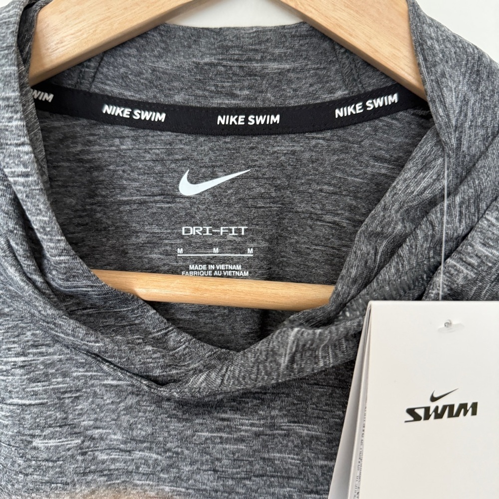 Nike Dri-Fit Gray Men's Hooded Swim Shirt - Picture 3 of 7